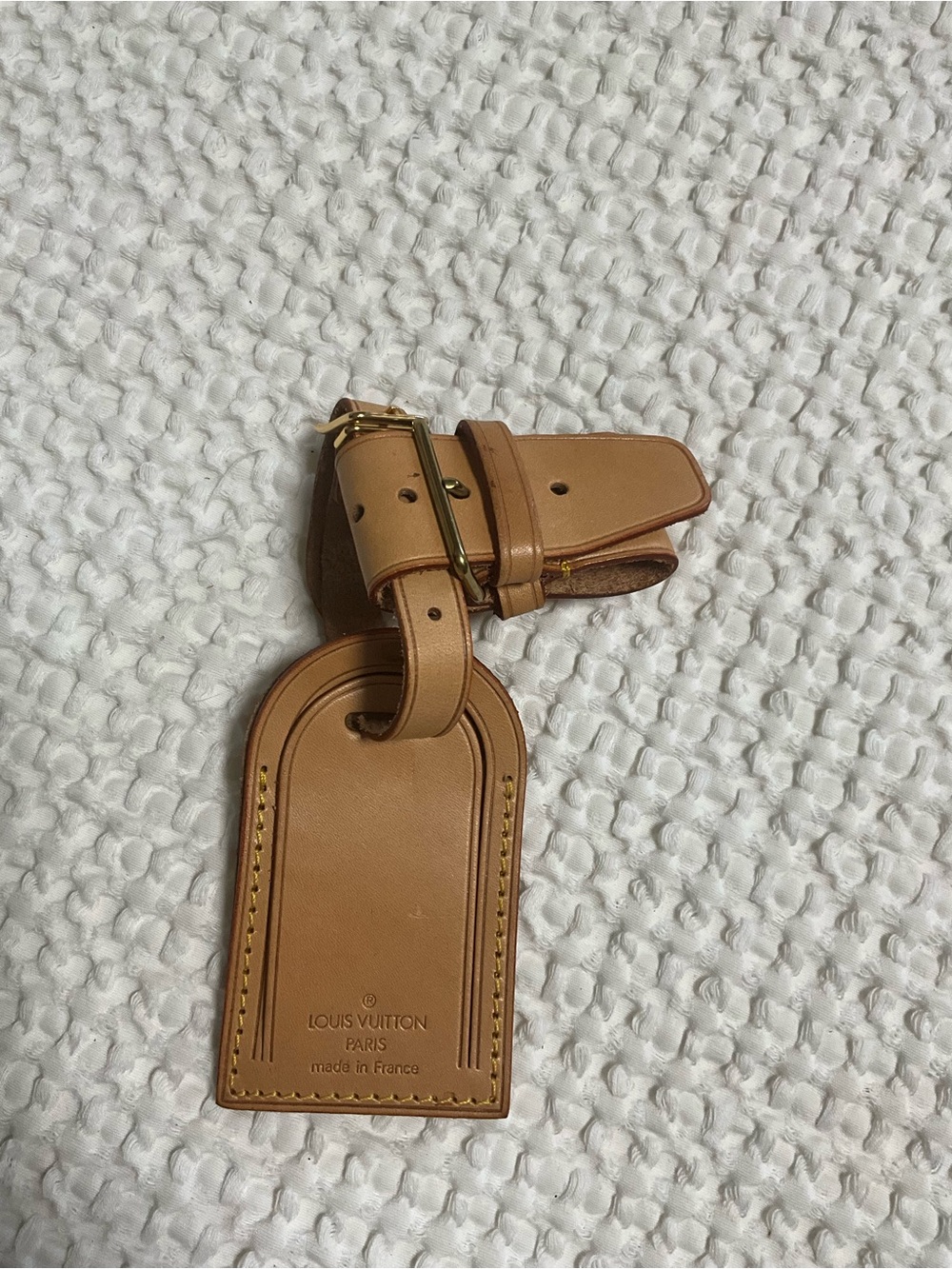 Louis Vuitton Vachetta Tan Leather Luggage Tag with Gold Hardware